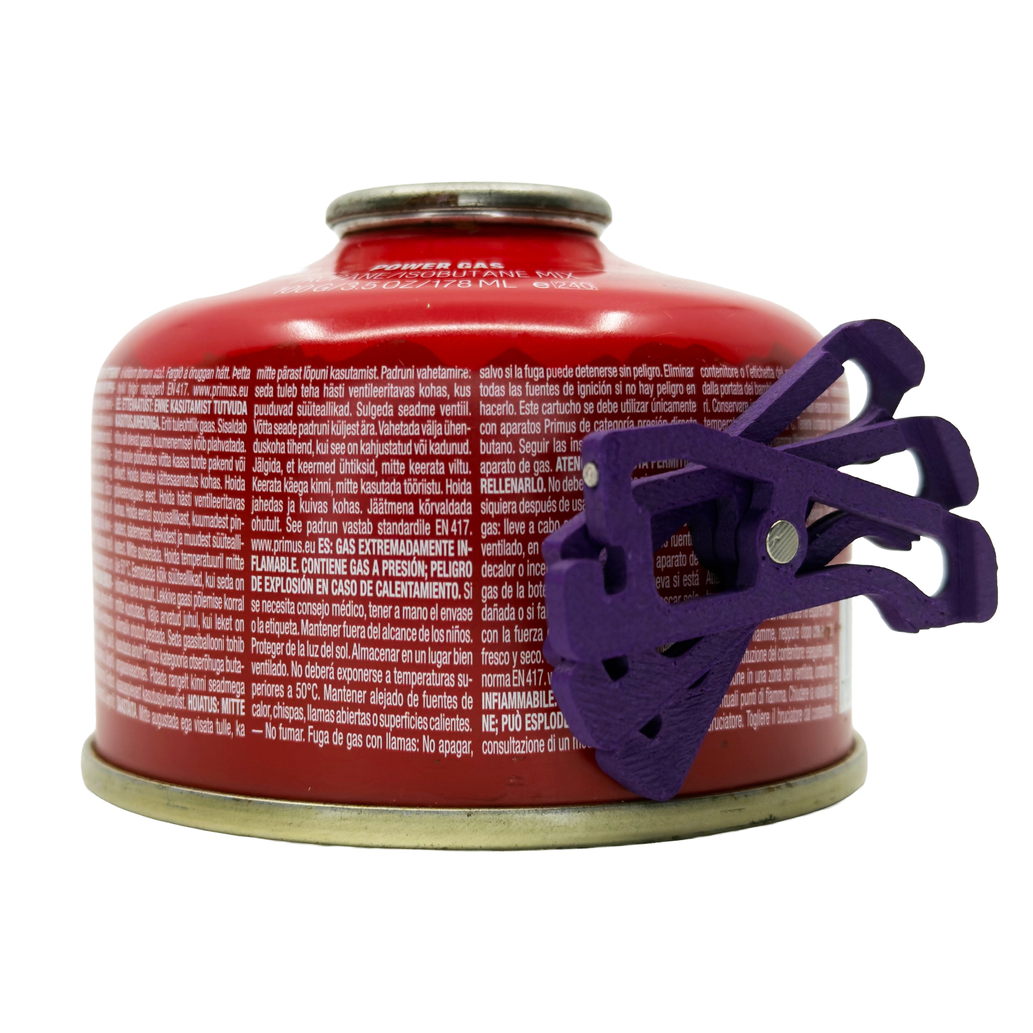 Purple MagFeets Large stored magnetically on a large gas canister
