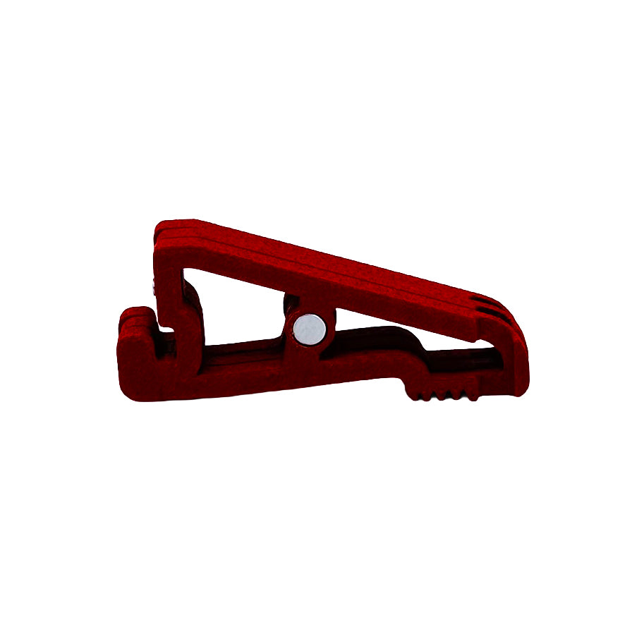 Single red MagFeets magnetic canister foot, side view