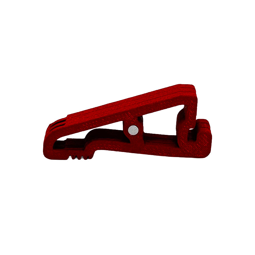 Single red MagFeets magnetic canister foot, opposite side view