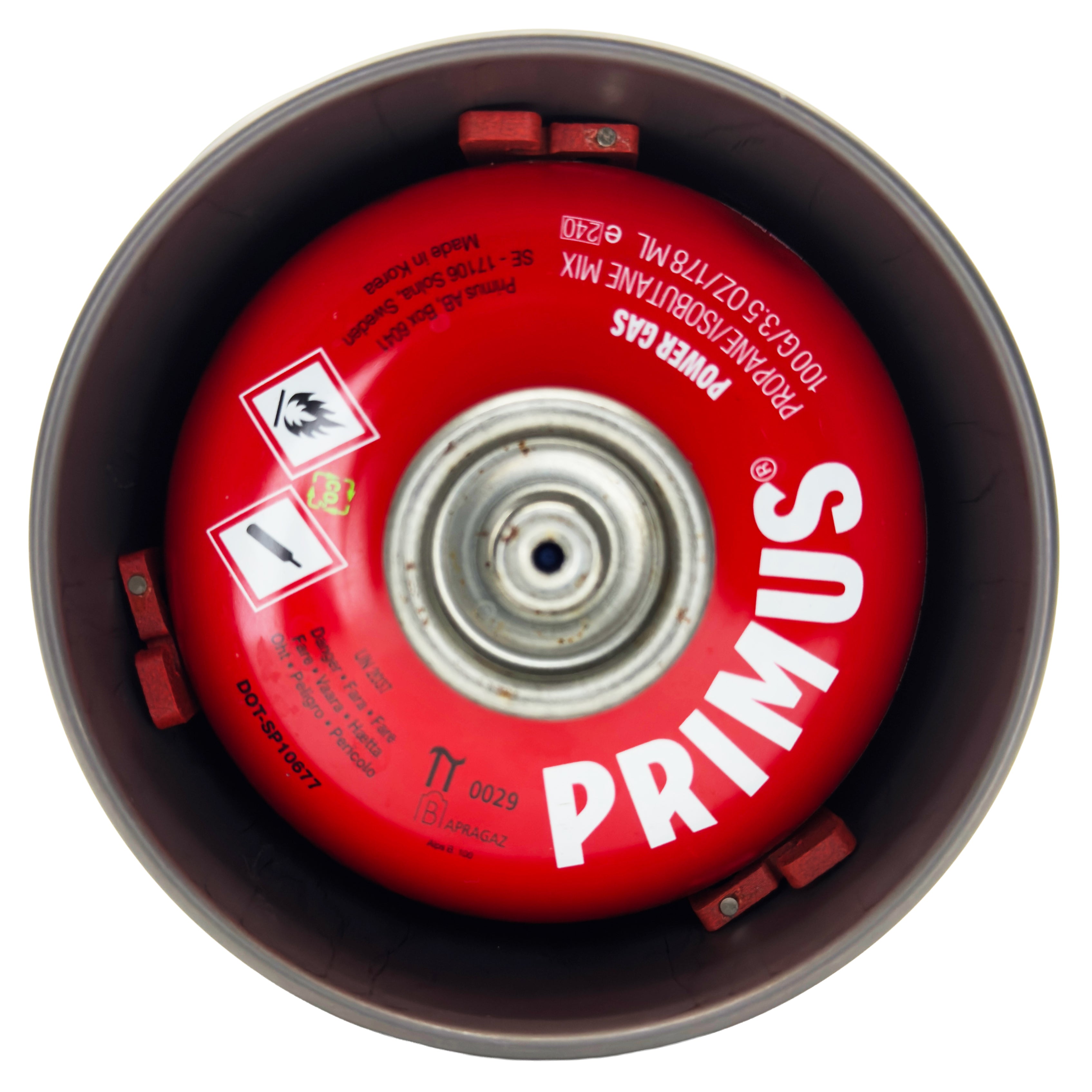 Bottom of a large gas canister compatible with MagFeets Large