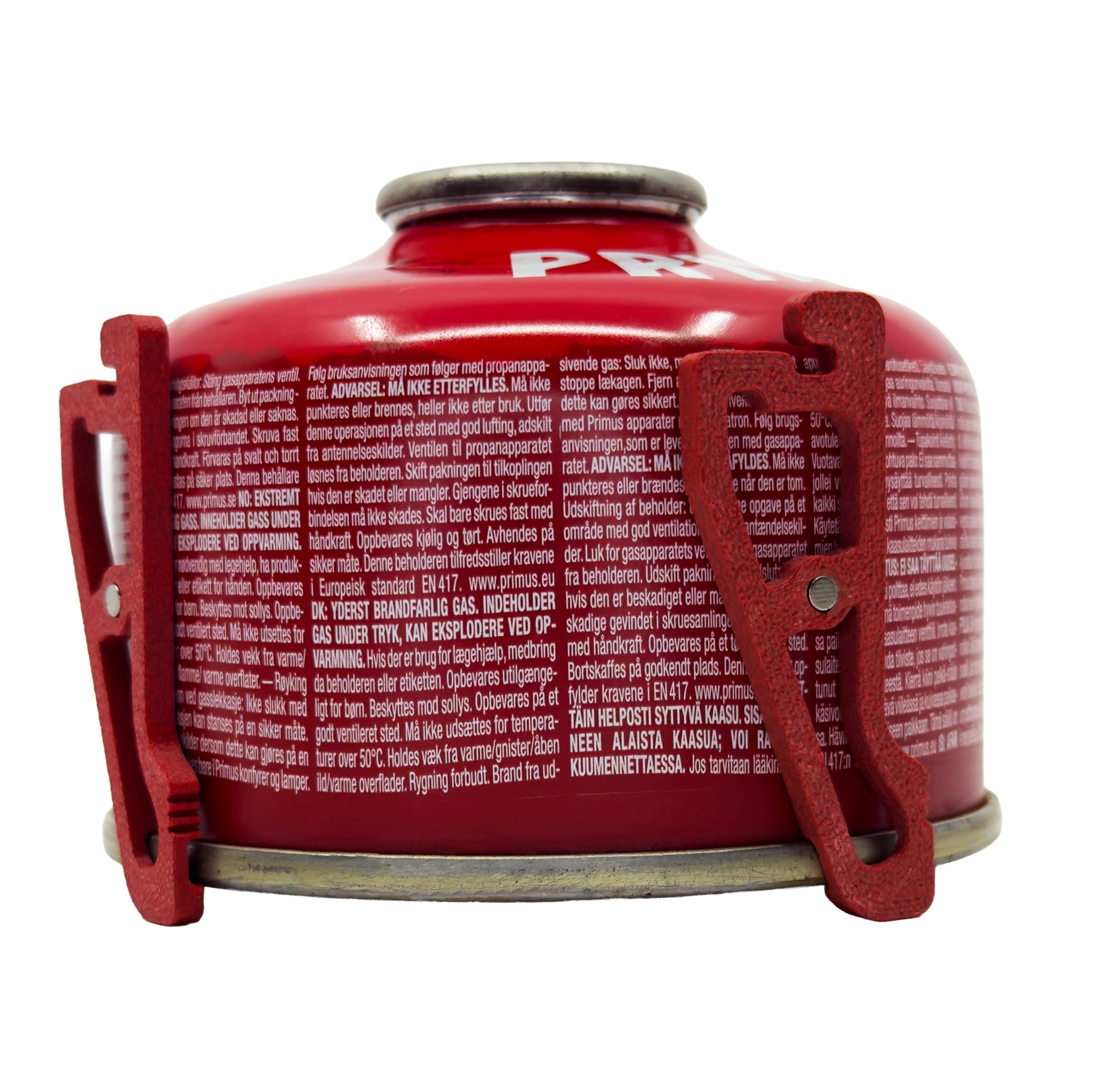 Red MagFeets Large attached around a large gas canister