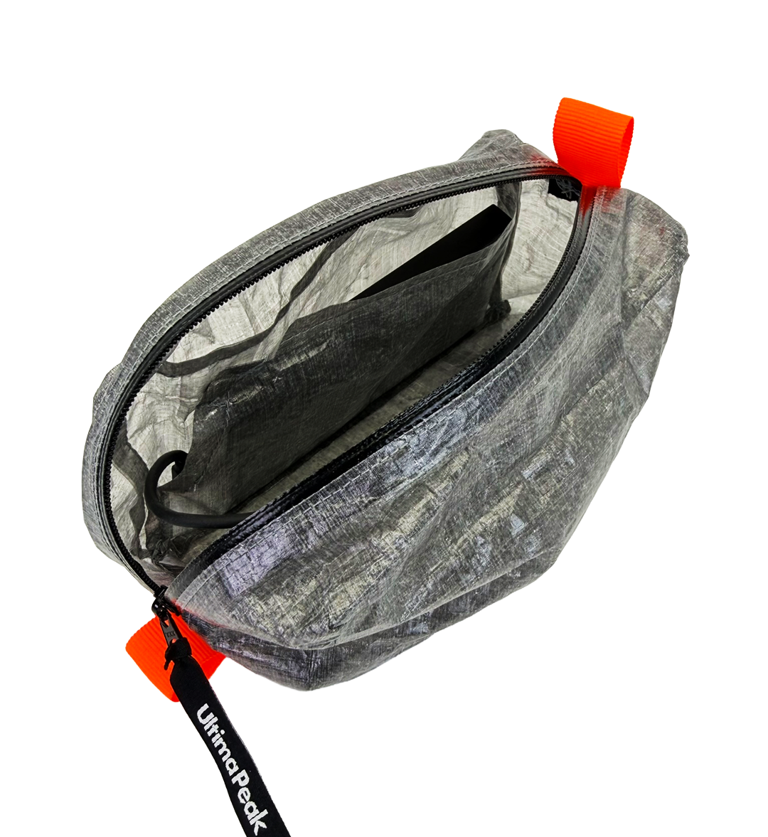 Open AeroStash Dyneema ditty bag showing the internal magnetic pocket