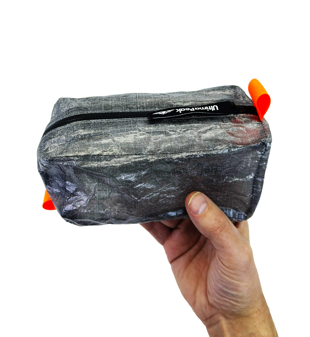 AeroStash ultralight Dyneema ditty bag held in one hand