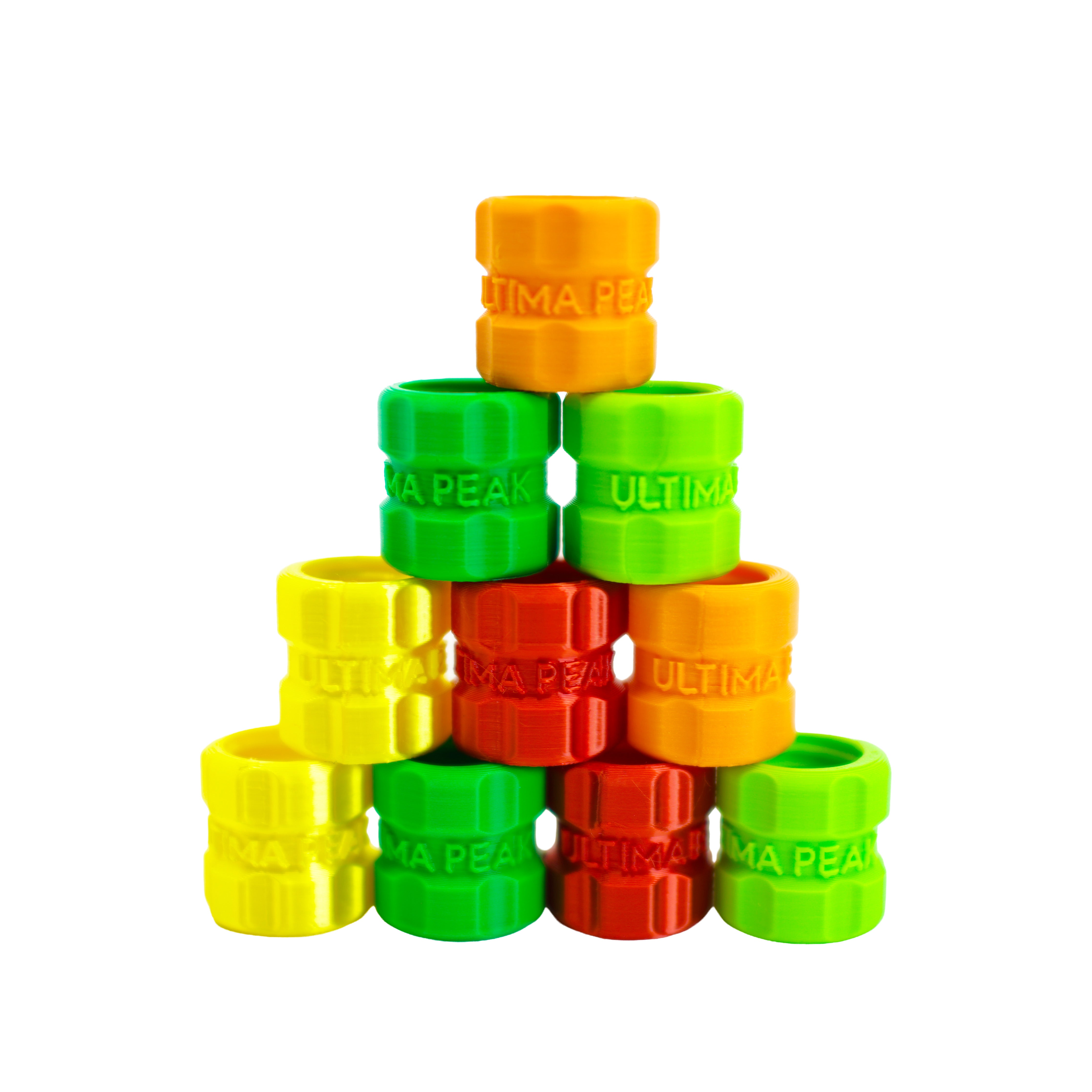 Stack of reusable PastePort toothpaste refill adapters