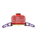 Red MagFeets Large attached to a large backpacking gas canister