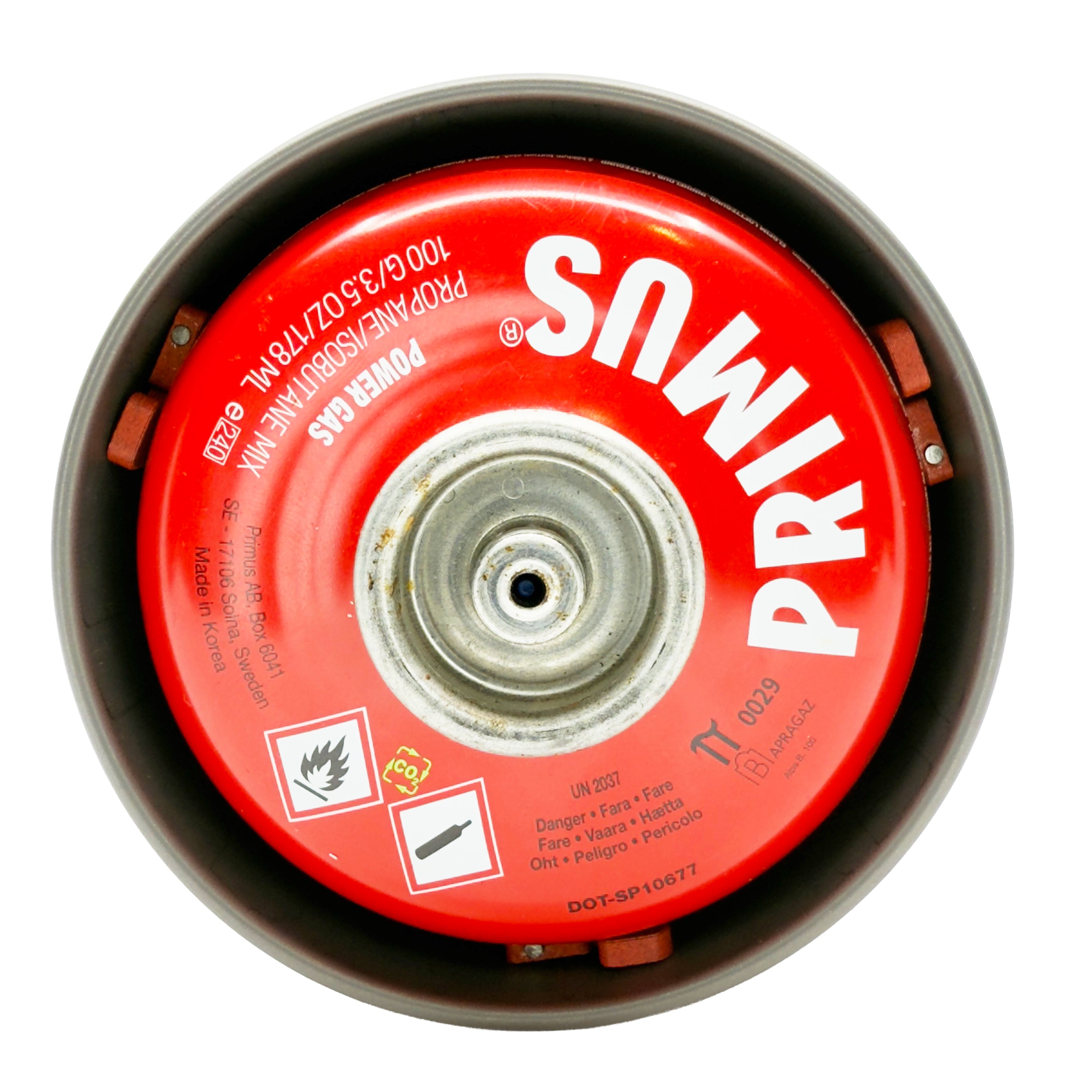 Bottom of a small gas canister compatible with MagFeets