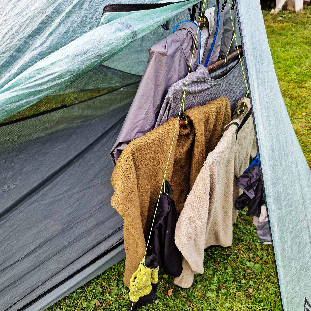 Two AeroDry systems creating extra drying capacity inside a tent