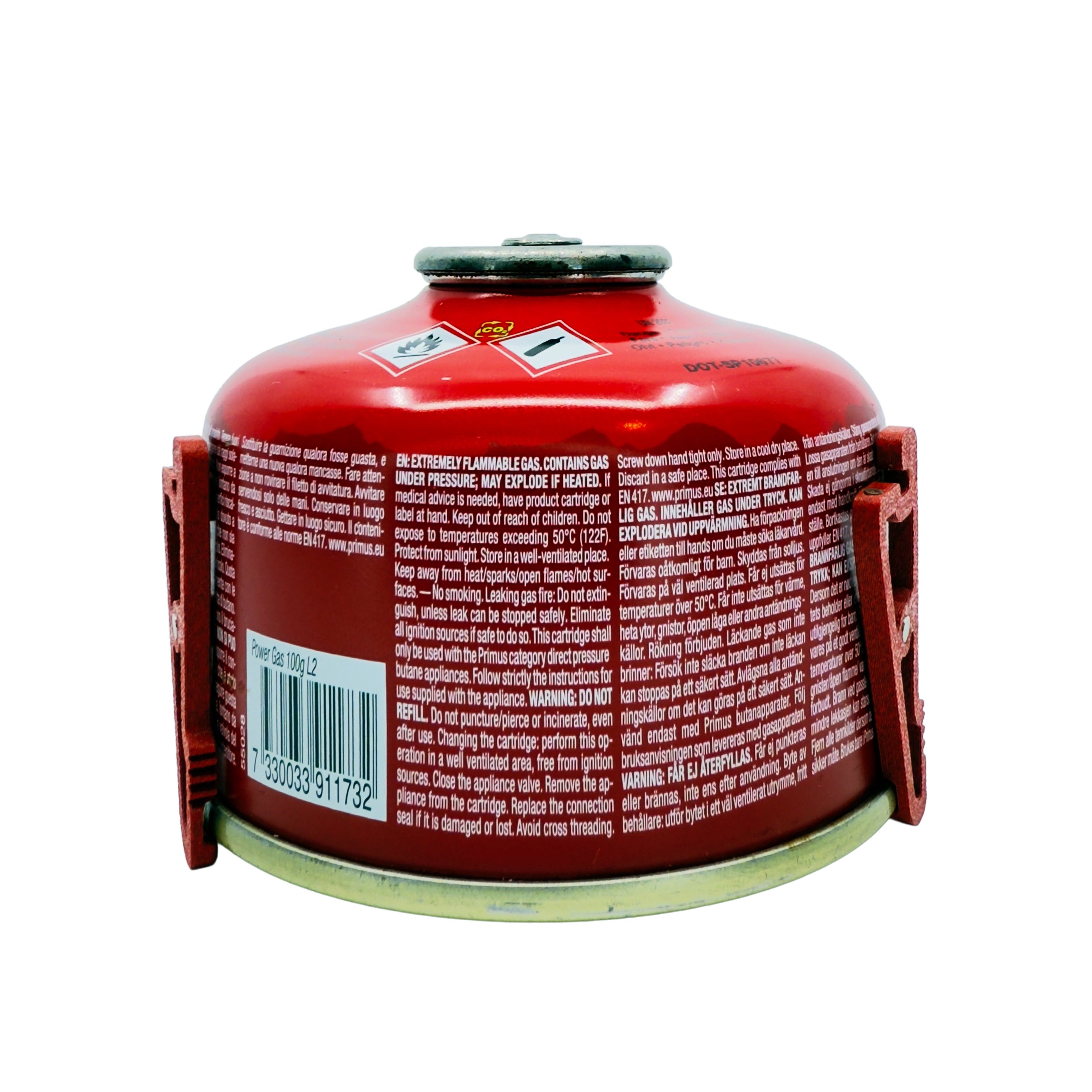 Red MagFeets stored against a small gas canister